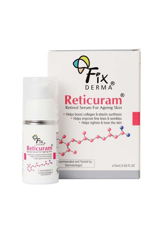 .05% Pure Retinol Reticuram Face Serum For Anti Aging, Boost Collagen, Night Face Serum With Retinol & Vitamin C To Reduce Fine Lines & Wrinkles For Unisex - 15Ml