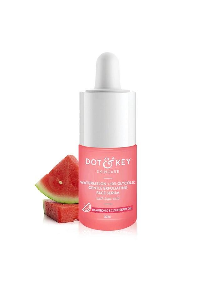 Watermelon 10% Glycolic Serum For Face Glowing, With Kojici | Targets Pigmentation & Dark Spots | Targets Dullness, Uneven Texture, Sebum & Excess Oil | Serum For Oily & Normal Skin | 30Ml