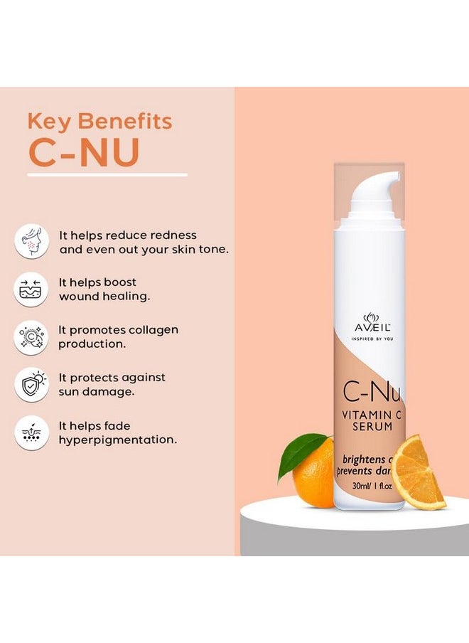 C-Nu Vitamin C Face Serum - 30Ml | Skin Rejuvenation | Hydrates & Improves Skin Texture | Vitamin C Face Serum For Radiant Glowing Skin | Lightens Hyperpigmentation & Dark Spots | All Skin Types