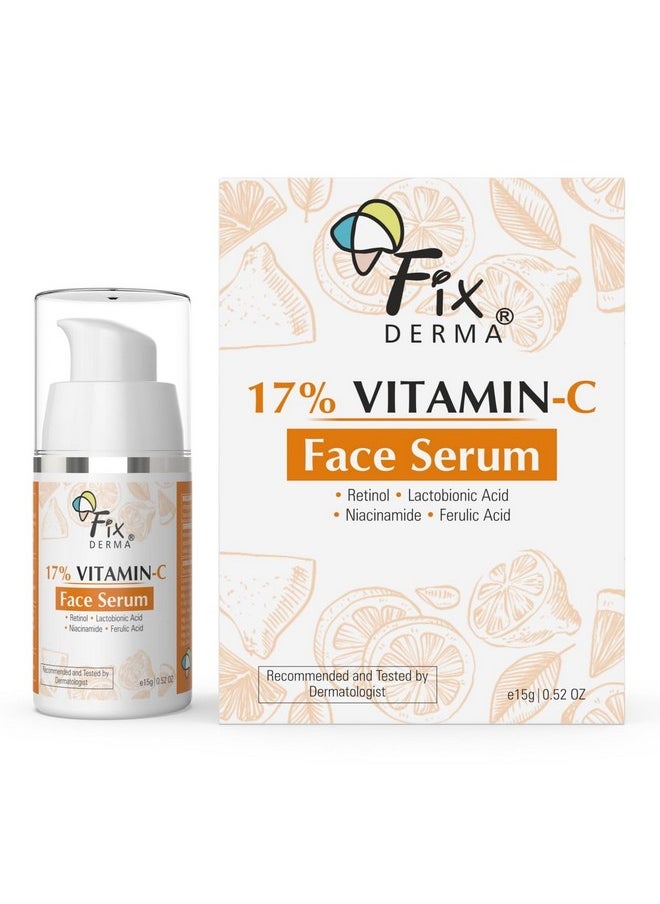 17% Vitamin C Face Serum For Glowing Skin | Retinol Face Serum | Skin Brightening Vit C Serum For Women And Men | Anti Aging Night Face Serum | Niacinamide Serum - 15G