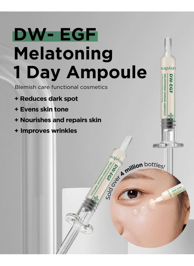 Dw-Egf Melatoning One-Day Ampoule - Dark Spot Correcting Korean Facial Serum For Uneven Skin Tone & Dull Skin With Egf, Glutathione, Niacinamide - Intensive Age-Defying Youthful Skincare, 1Ml