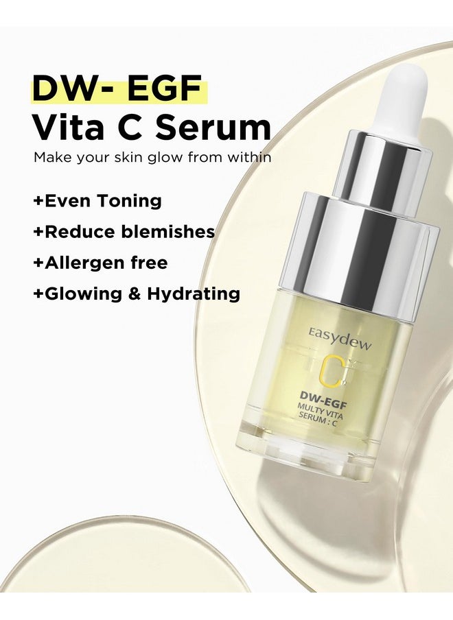 Multi Vita C Serum - Korean Facial Serum For Uneven Skin Tone & Dull Skin With Vitamin C, Egf Peptide, Niacinamide - Prevent-Oxidation Skin Vitality & Radiance Complexion, 0.47 Fl.Oz.