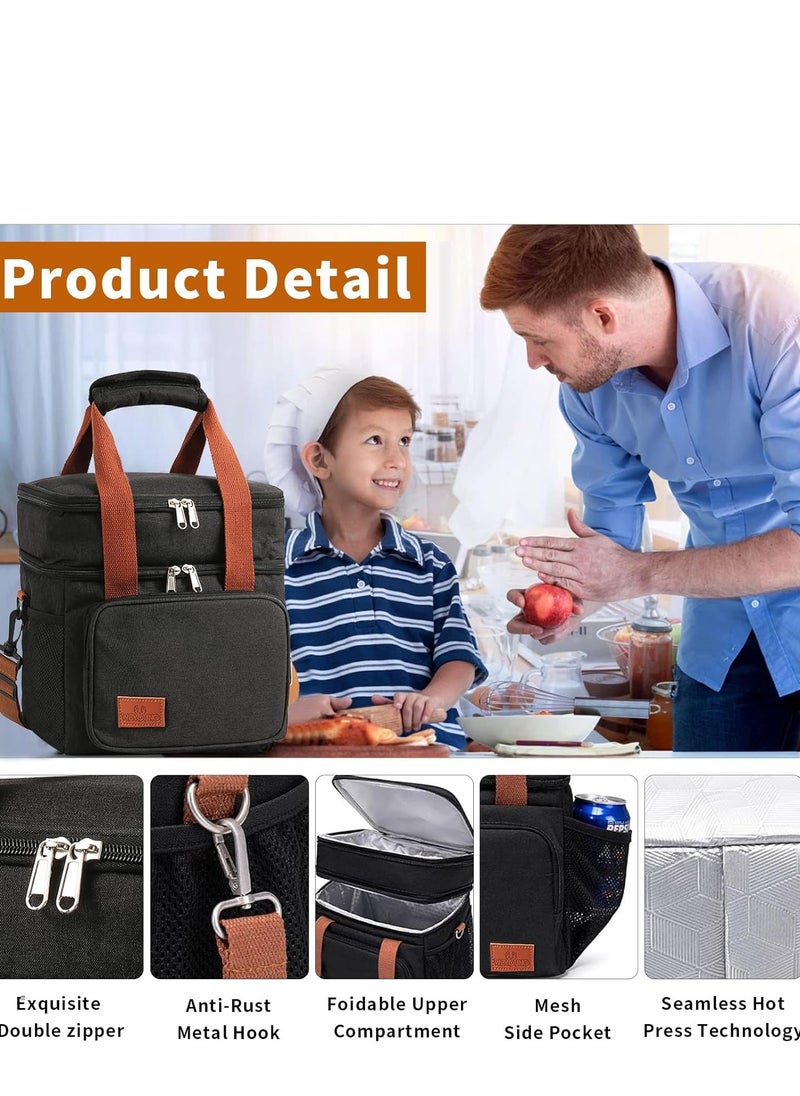 Lunch Bag, Outdoor Large Cooler Bag Insulated Handbag Reusable Waterproof Oxford Ice Refrigerated Large Capacity Oxford Cloth Lightweight Fresh-keeping for Men Women Picnic BBQ Beach Lunch