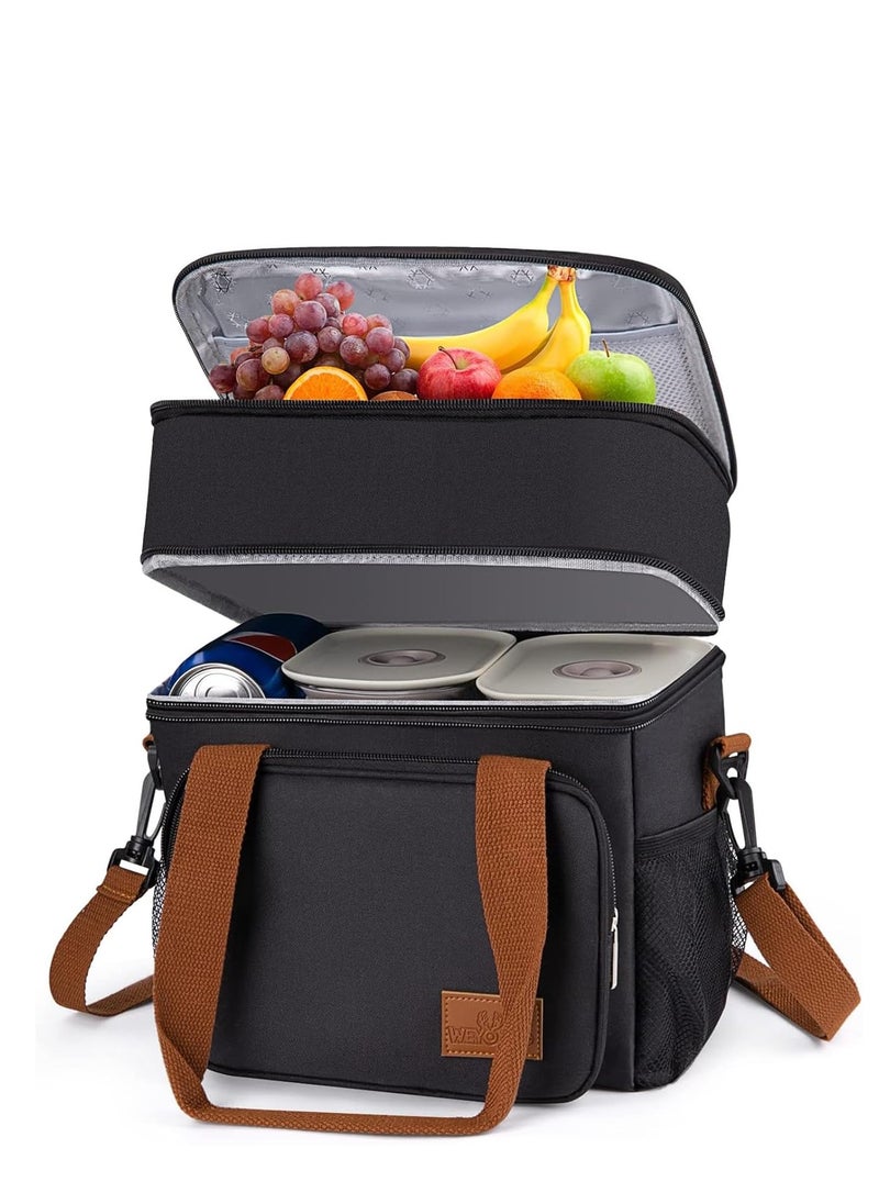 Lunch Bag, Outdoor Large Cooler Bag Insulated Handbag Reusable Waterproof Oxford Ice Refrigerated Large Capacity Oxford Cloth Lightweight Fresh-keeping for Men Women Picnic BBQ Beach Lunch