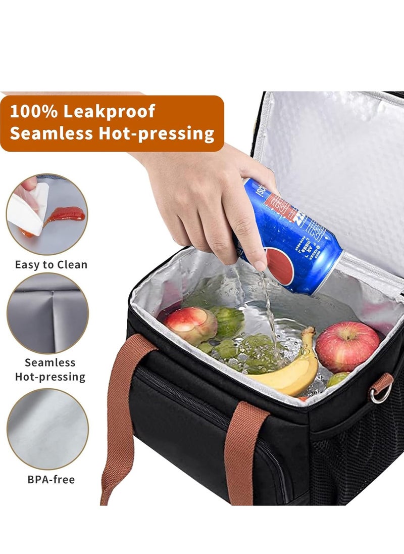 Lunch Bag, Outdoor Large Cooler Bag Insulated Handbag Reusable Waterproof Oxford Ice Refrigerated Large Capacity Oxford Cloth Lightweight Fresh-keeping for Men Women Picnic BBQ Beach Lunch