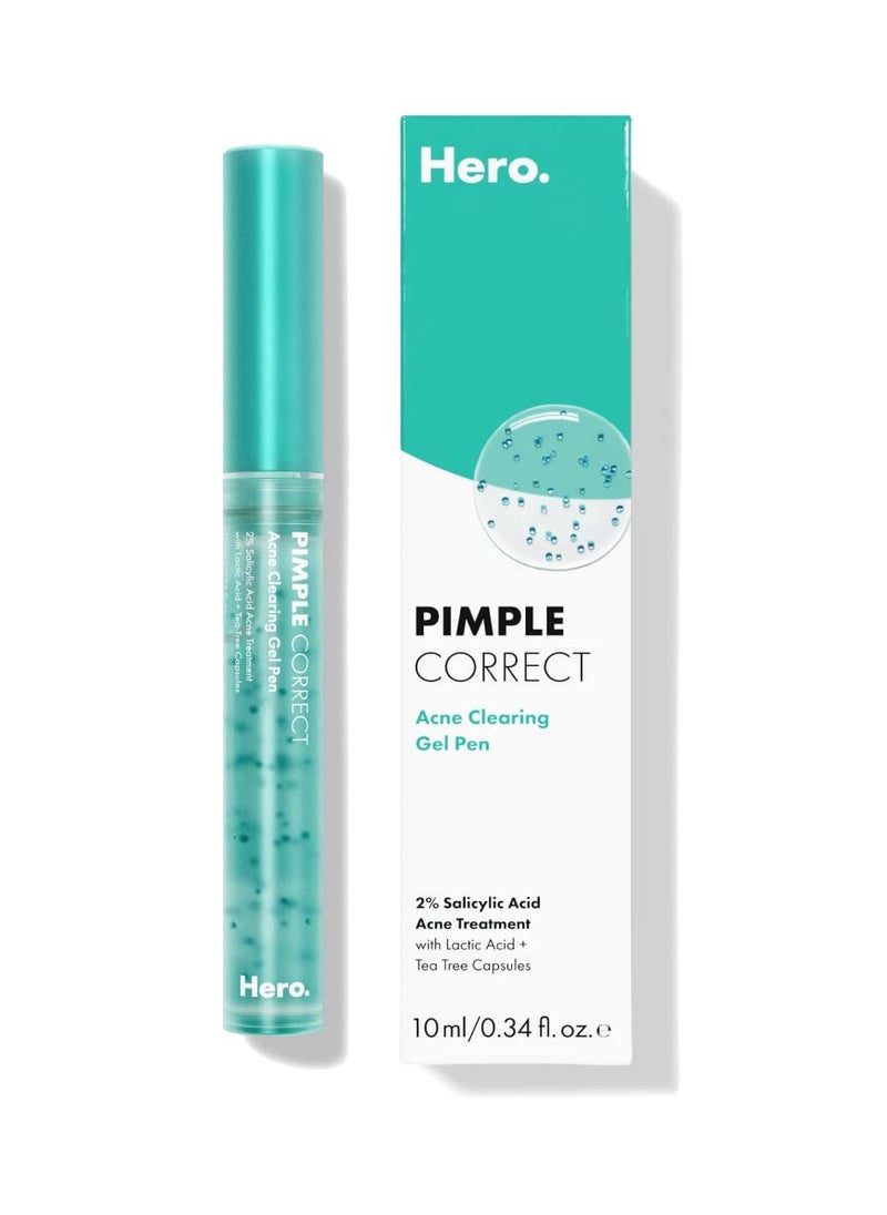 Hero Cosmetics Pimple Correct Acne Clearing Gel Pen - Maximum Strength 2% Salicylic Acid, Non-Drying Formula for Early Stage and Emerging Pimples (1 Count)