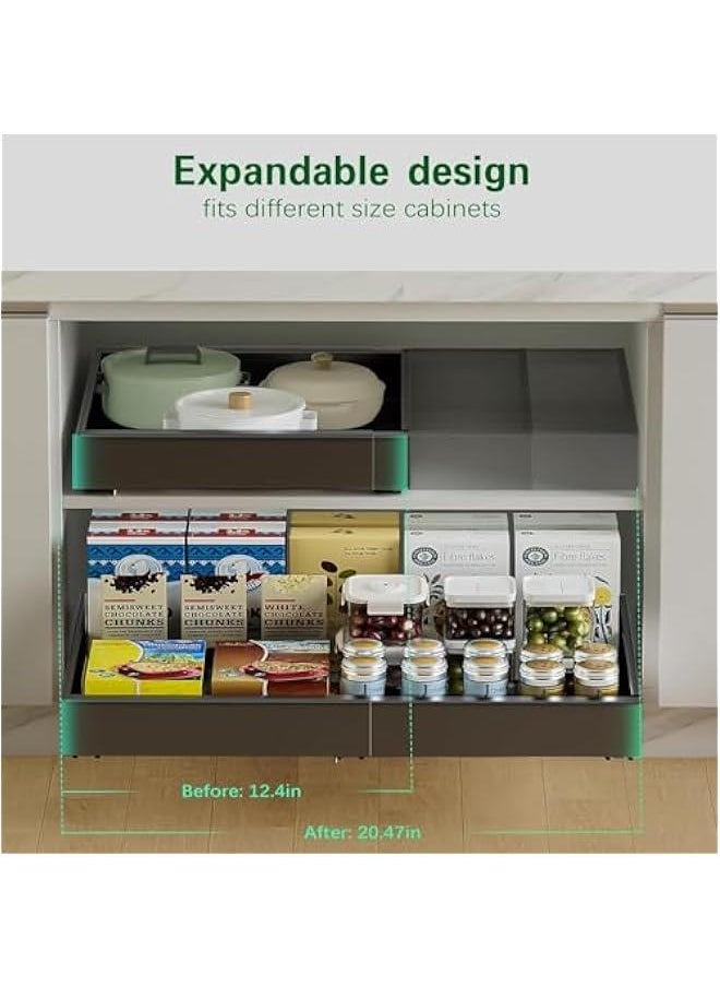 Expandable Pull-Out Cabinet Storage Drawers, Ready-To-Use Pull-Out Drawers For Kitchen Cabinets, Suitable For Kitchen Pantry Organization, Adjustable Width