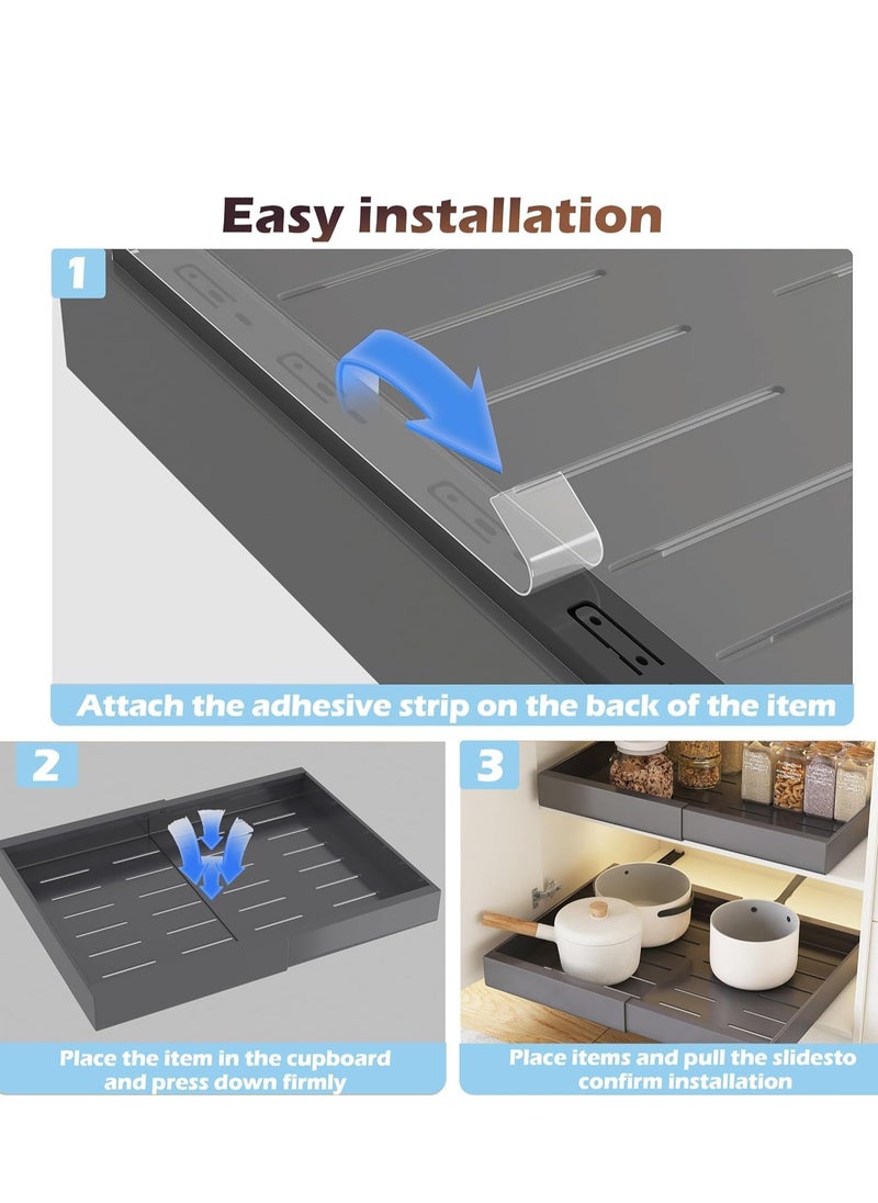 Expandable Pull-Out Cabinet Storage Drawers, Ready-To-Use Pull-Out Drawers For Kitchen Cabinets, Suitable For Kitchen Pantry Organization, Adjustable Width