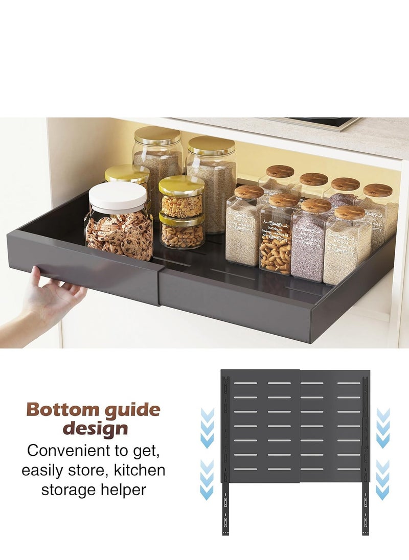 Expandable Pull-Out Cabinet Storage Drawers, Ready-To-Use Pull-Out Drawers For Kitchen Cabinets, Suitable For Kitchen Pantry Organization, Adjustable Width