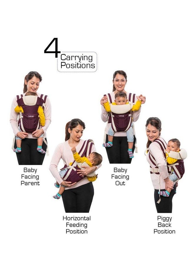 4-In-1 Adjustable Baby Carrier Cum Kangaroo Bag/Baby Carry Sling/Back/Front Carrier For Baby With Safety Belt And Buckle Straps For 0-18 Months Baby(Purple), Kid