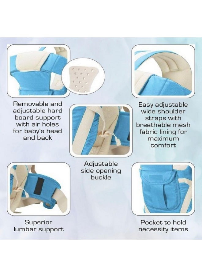 Adjustable Baby Carrier Cum Kangaroo Bag/Baby Carry Sling/Back/Front Carrier For Baby With Safety Belt And Buckle Straps For 0-18 Months Baby (Baby Blue), Toddler