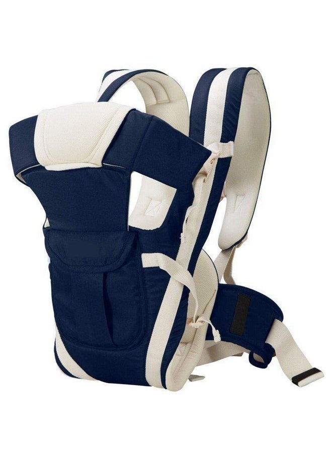 Adjustable Hands-Free 4-In-1 Baby Carrier Cum Kangaroo Bag/Sling Bag With Comfortable Head Support & Buckle Straps For 0-18 Months Baby (Blue), Infant