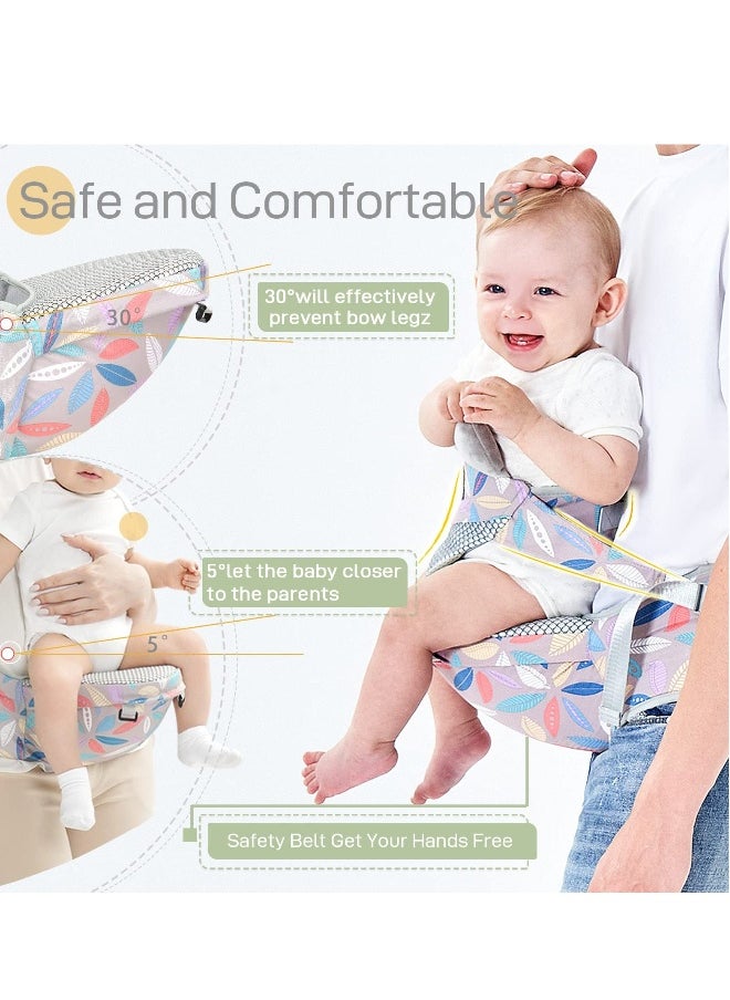 Baby Hip Carrier with Seat, Toddler Breathable Hip Carrier for Baby Child with Adjustable Long Waistbands, Safey No-Slipped Seat