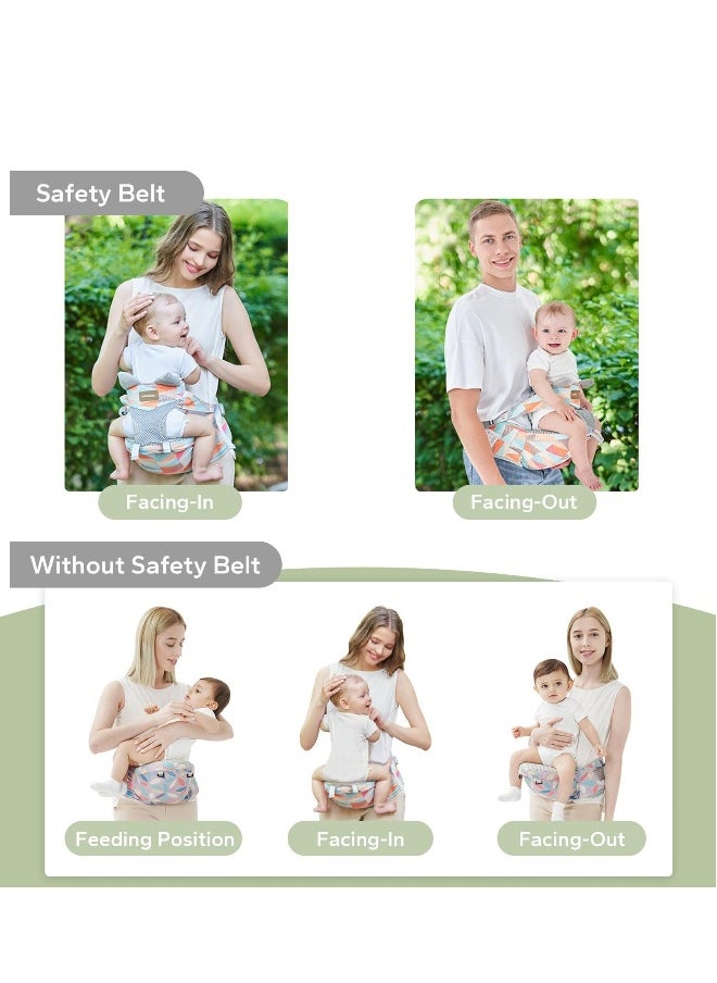 Baby Hip Carrier with Seat, Toddler Breathable Hip Carrier for Baby Child with Adjustable Long Waistbands, Safey No-Slipped Seat