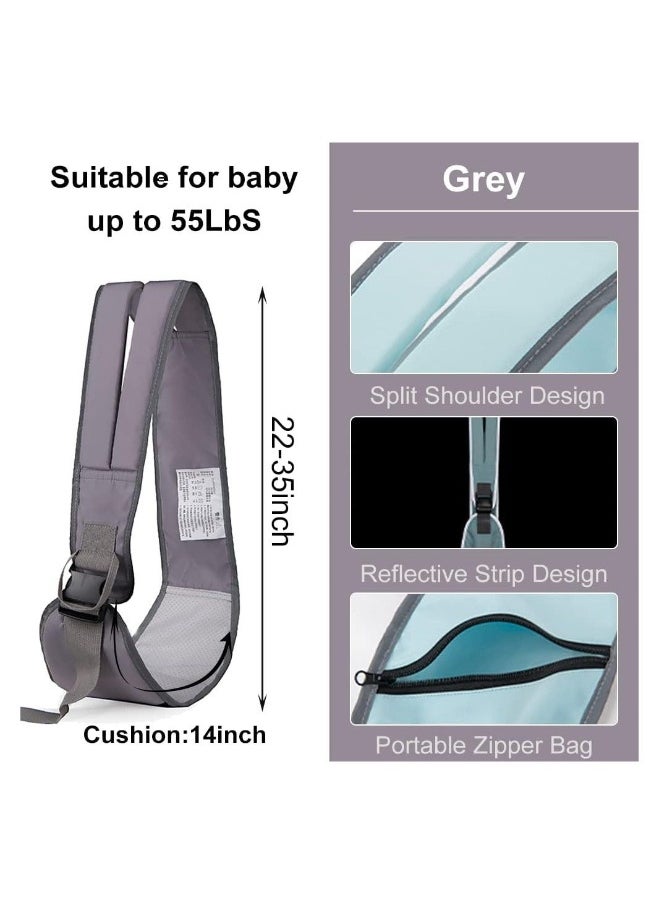 Soft Baby Carrier, Toddler Sling with Adjustable Comfortable Shoulder Straps, Portable Breathable Ergonomic Baby Sling for Newborn, Infant, Toddler (Grey)