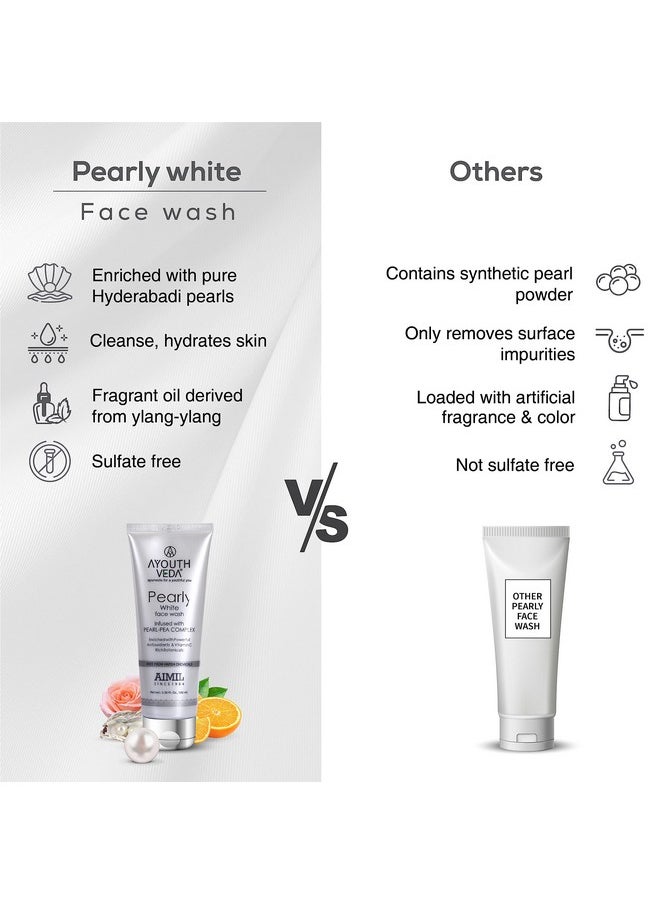 Pearly White Face Wash 100 Ml | Best Skin Whitening Face Wash For Women And Men | Enriched With Antioxidants & Vitamin C| Suitable For Normal & Oily Skin (Pack Of 2; 100Ml Each)