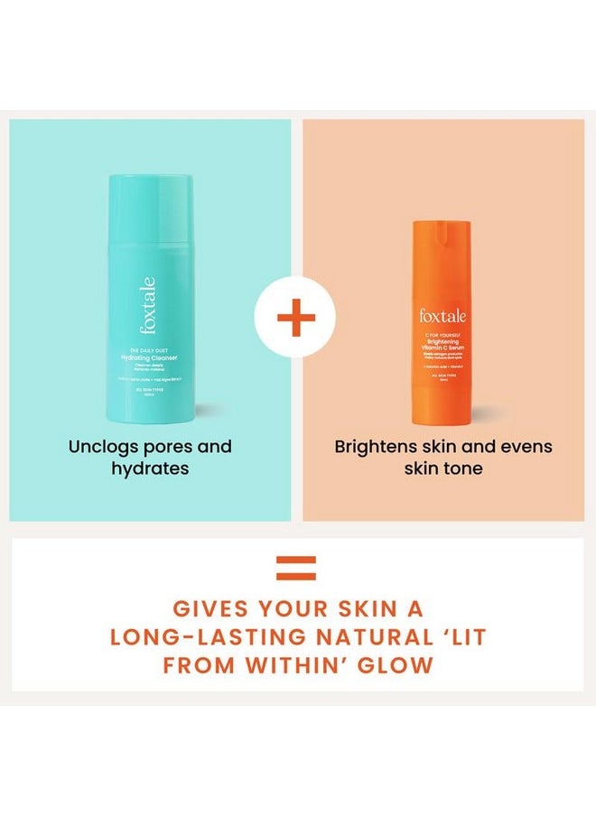 Hydrate & Glow Skin Care Kit For Glowing Skin | Cleanser Hydrating Face Wash- 100Ml + Vitamin C Face Serum- 30Ml | Brightening Skincare Combo Set For Women, Men | All Skin Types