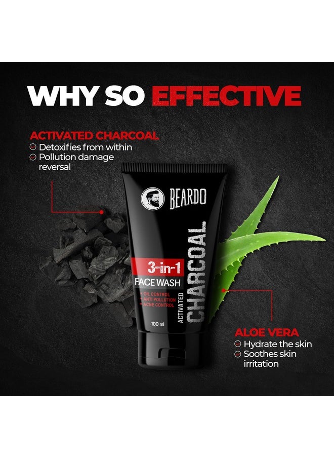 Activated Charcoal Face Wash, 100Ml And Beardo Ultraglow Face Cream Spf 30 For Men, 60G Combo