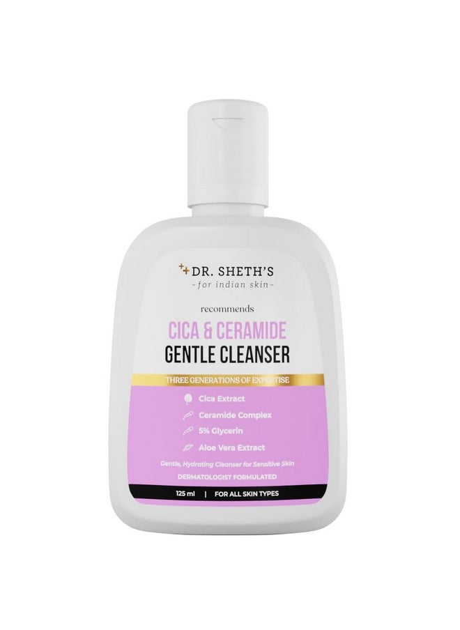 Cica & Ceramide Gentle Cleanser|Hydrating Face Wash For Normal, Dry & Sensitive Skin|With 5% Glycerin & Aloe Vera|Face Wash For Men & Women|125Ml