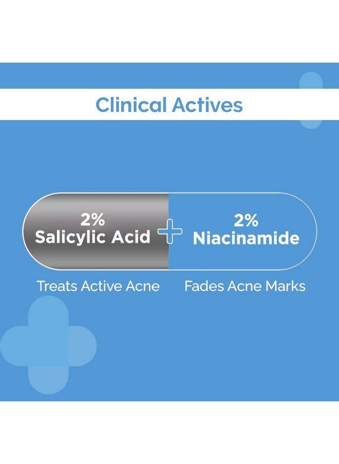 2% Sali-Cinamide Anti-Acne Face Wash | With 2% Salicylic Acid & 2% Niacinamide I Treats Active Acne & Fades Acne Marks I For Oily & Combination Skin I Power Of 2 Actives - 150Ml