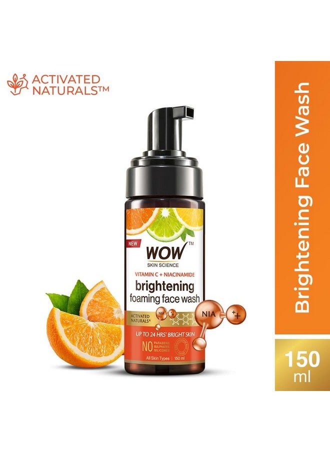 Brightening Vitamin C Foaming Face Wash - With Lemon & Orange Essential Oils - For Skin Brightening - No Parabens, Sulphate, Silicones & Color, 100 Ml