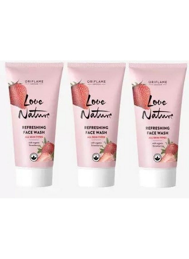 Sweden Love Nature Refreshing Face Wash With Organic Strawberry - 150 Ml - Pack Of 3