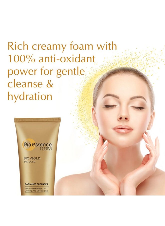 24K Gold Radiance Face Cleanser, Niacinamide Face Wash For Women, Collagen Amino Acid, Hydrating Face Cleanser For Glowing Skin, Ideal For All Skin Types, Antioxidant, Anti Ageing, 100G