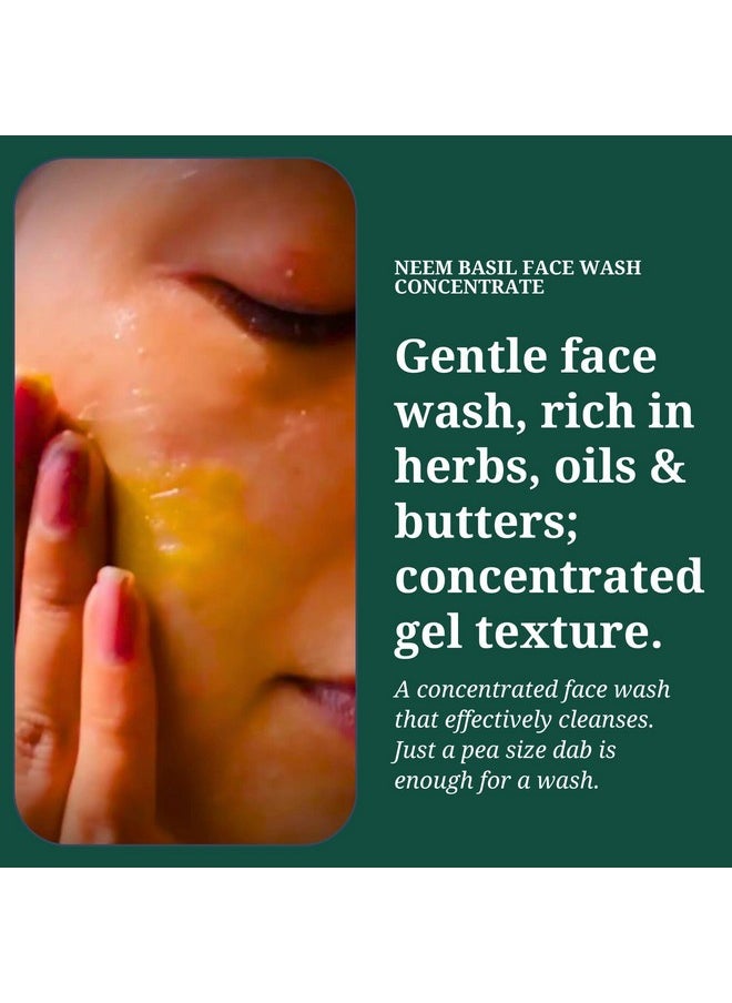 Organic Neem Basil Face Wash Concentrate | Anti Acne, Sulphate Free Cleanser For Women & Men | 125G