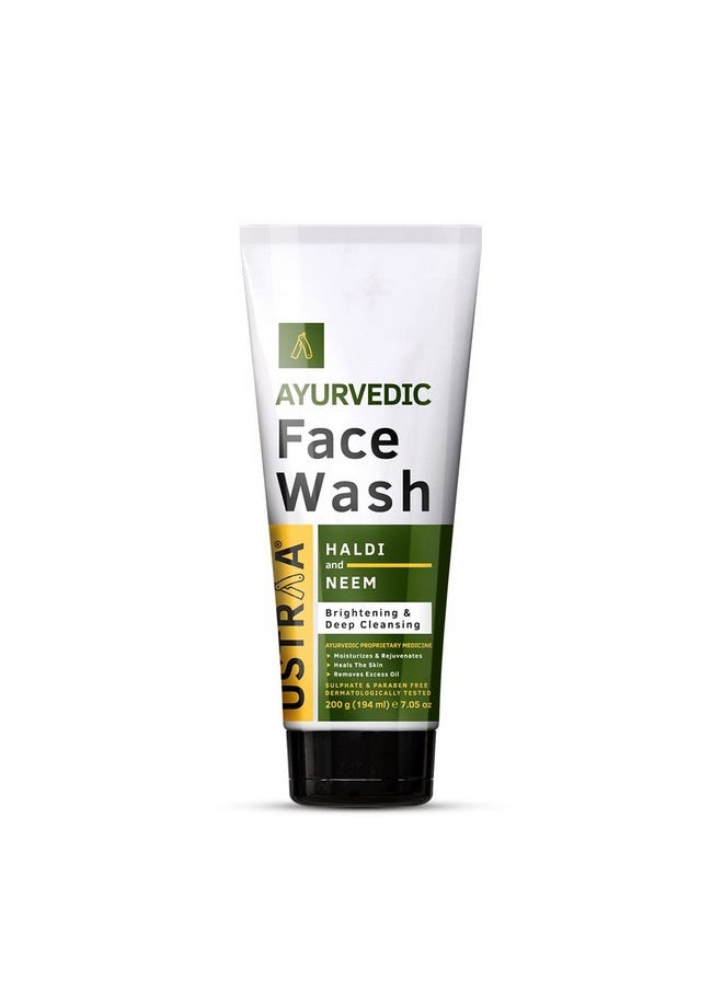 Ayurvedic Face Wash - Neem & Haldi - 200G | Helps Heal Skin | Skin Brightening & Deep Cleansing Powers | Removes Excess Oil | No Sls, No Paraben