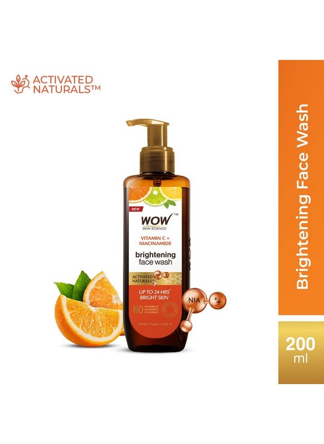 Brightening Vitamin C Face Wash | For Oily & Dry Skin | Bright, Glowing Skin | Refreshing | For Women & Men | Paraben & Sulphates Free | 200 Ml