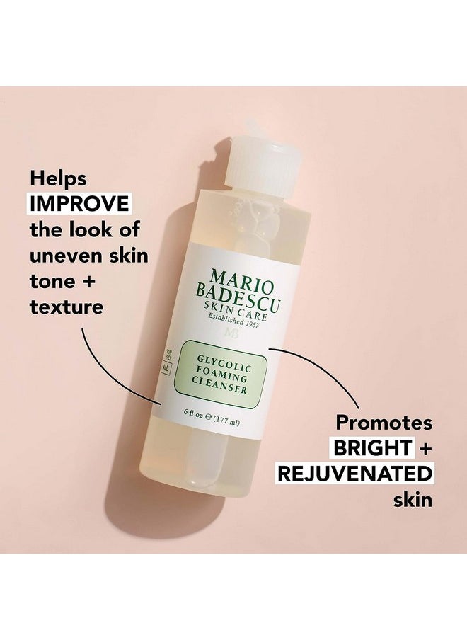 Mario Badescu Glycolic Foaming Facial Cleanser, Deep Cleansing And Hydrating Face Wash For All Skin Types With A.H.A. Foaming Exfoliant And Glycerin, 177Ml