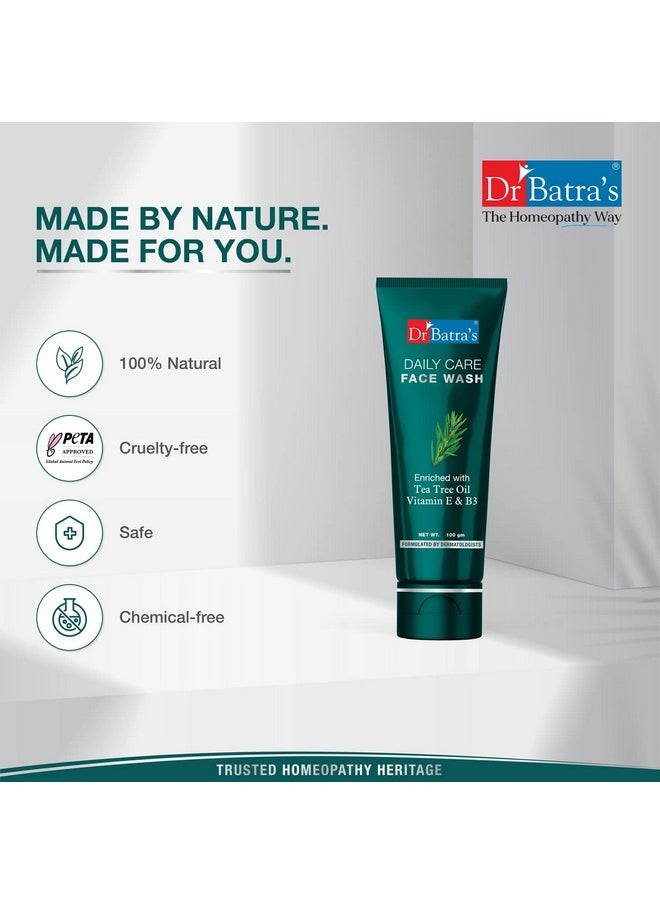 Dr. Batra'S Daily Care Face Wash, Enriched With Tea Tree Oil, Vitamin E & B3 (100 Ml, Pack Of 2)