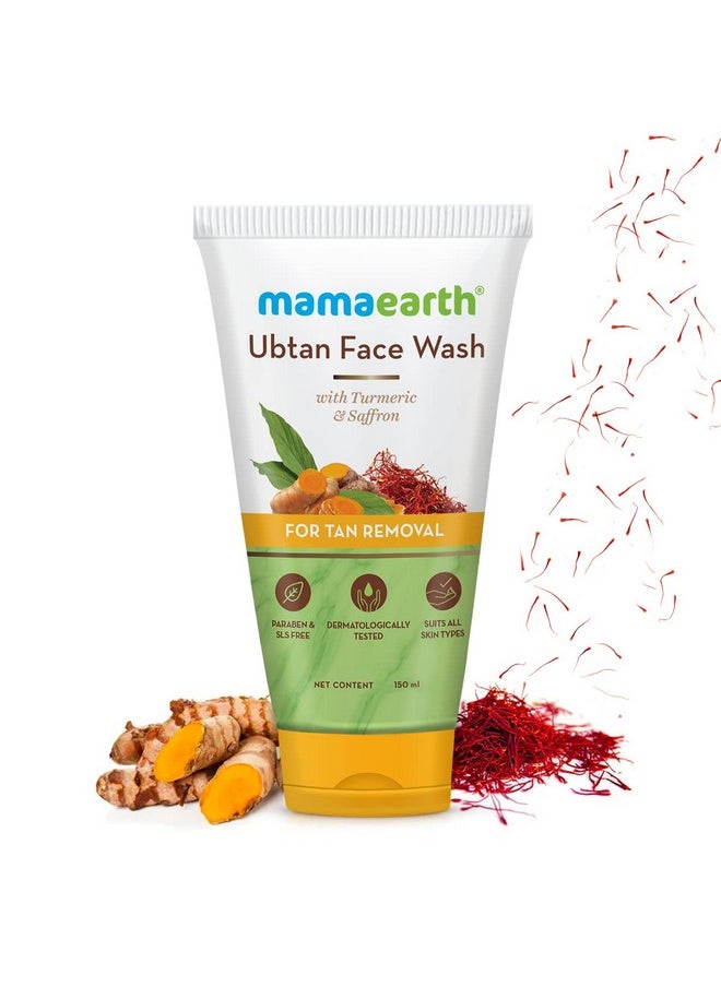 Ubtan Natural Face Wash For All Skin Type With Turmeric & Saffron For Tan Removal - 150 Ml