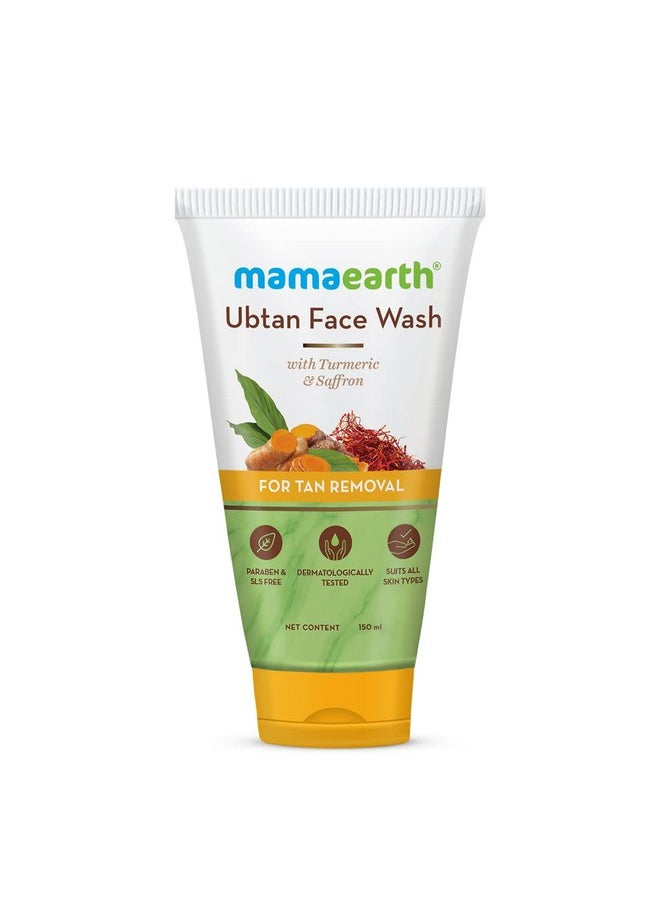 Ubtan Natural Face Wash For All Skin Type With Turmeric & Saffron For Tan Removal - 150 Ml