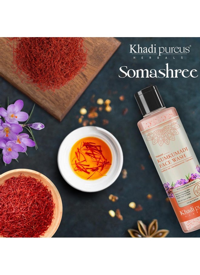 Pureus Herbal Somashree Kumkumadi Face Wash For Natural Glowing Skin, Reduce Pigmentation, Fight Signs Of Aging | Women & Men (210 Ml) (Kumkumadi Face Wash, 210 Ml)