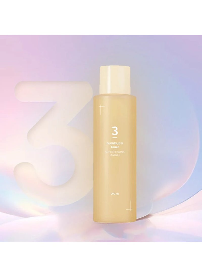 Numbuzin No.3 Super Glowing Essence Toner | Fermented Ingredients, Niacinamide, Galactomyces, glowy skin radiance | Korean Skin Care for Face, 6.76 fl.oz