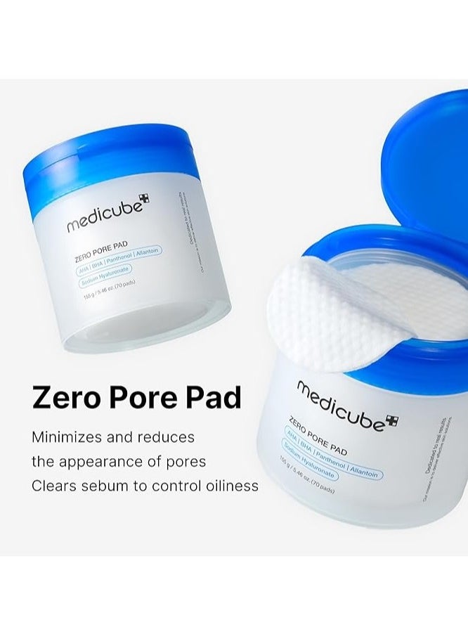 Medicube Zero Pore Pad 2.0 | 70 sheets | AHA+BHA pore + acne care | Gentle exfoliating & peeling | No sulfates & parabens