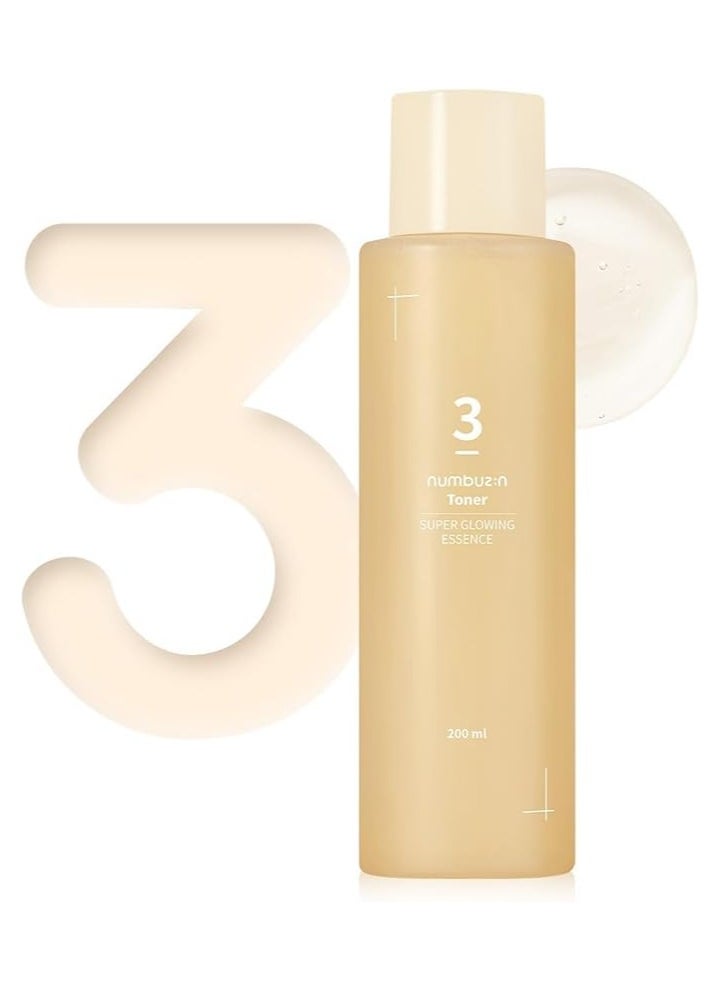 Numbuzin No.3 Super Glowing Essence Toner - Radiance-Boosting Toner with Fermented Ingredients, Niacinamide, and Galactomyces for Luminous Skin,Korean Skincare,200ml