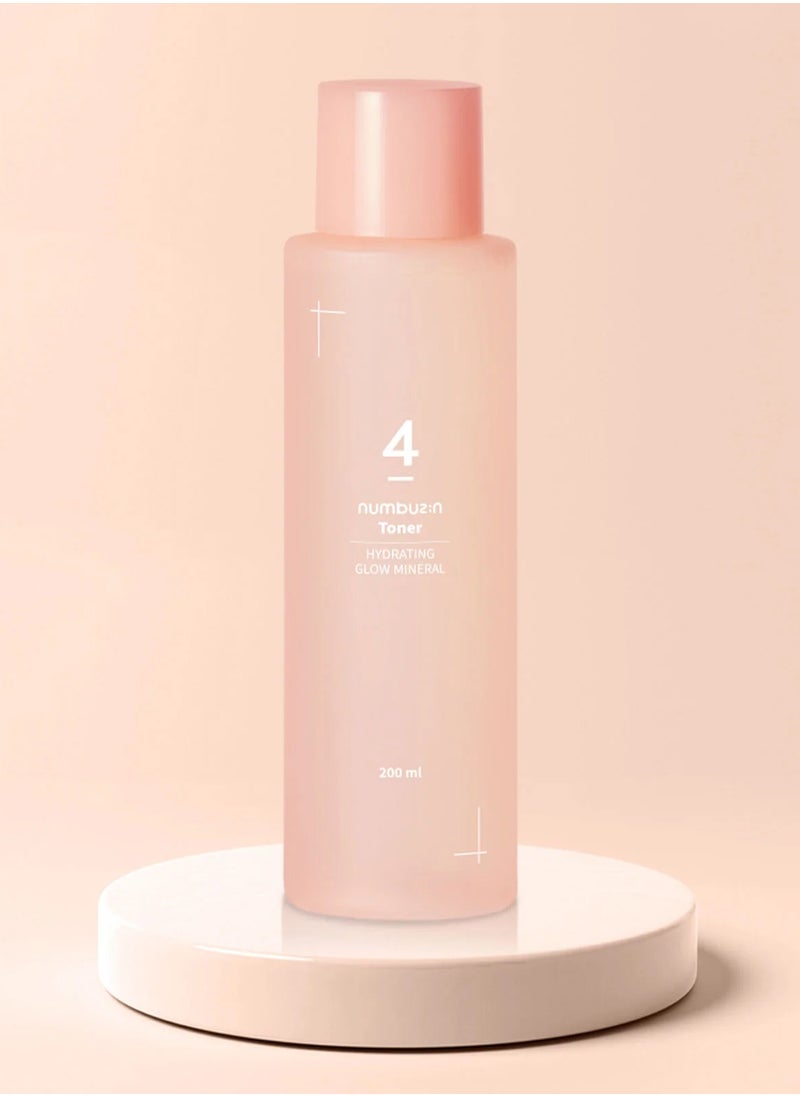 Numbuzin No.4 Hydrating Glow Mineral Toner - Enriched with Thermal Water and Hyaluronic Acid for Ultimate Hydration and Radiance, Enhances Makeup Longevity, 200ml