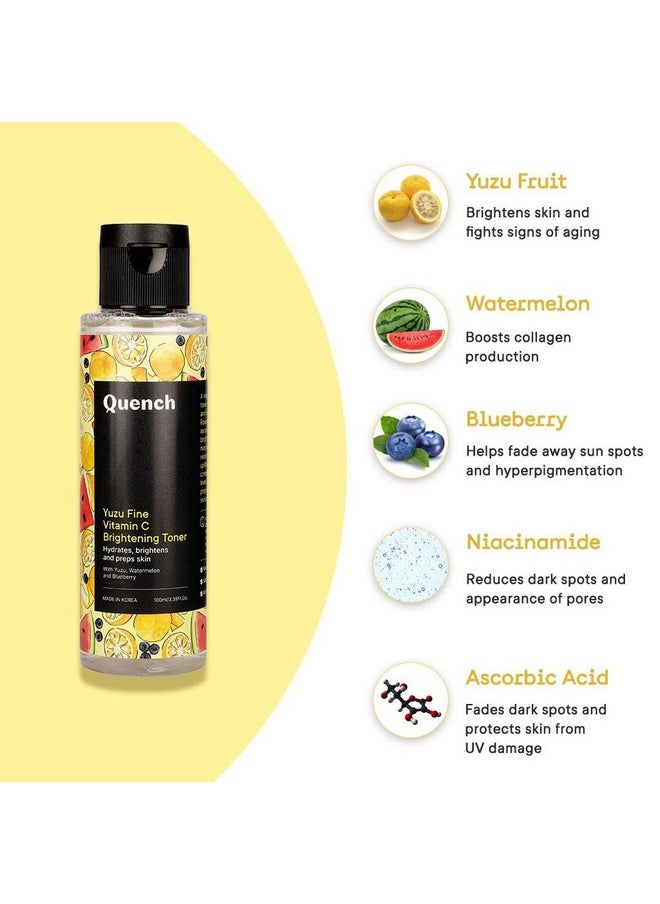 Quench Vitamin C Brightening Korean Toner, Brightens & Hydrates Skin, Gives Smoother & Even Toned Skin Made In Korea (100Ml)