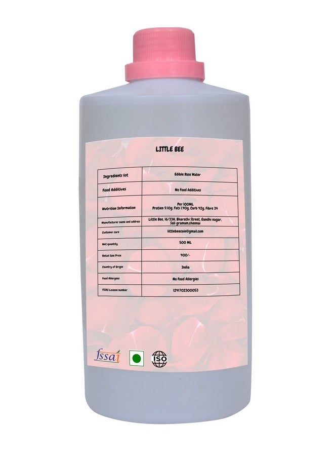 Pure Edible Rose Water, 500Ml