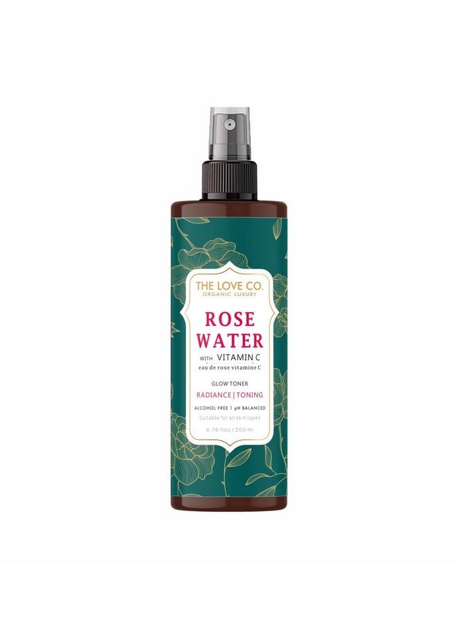 The Love Co Rose Water Vitamin C Face Toner - 200Ml - Skin Enhancing Mist For Makeup Removal, Oil Control, Pore Minimization - Suitable For All Skin Types, Including Dry & Men'S Skin - Paraben & Alcohol-Free