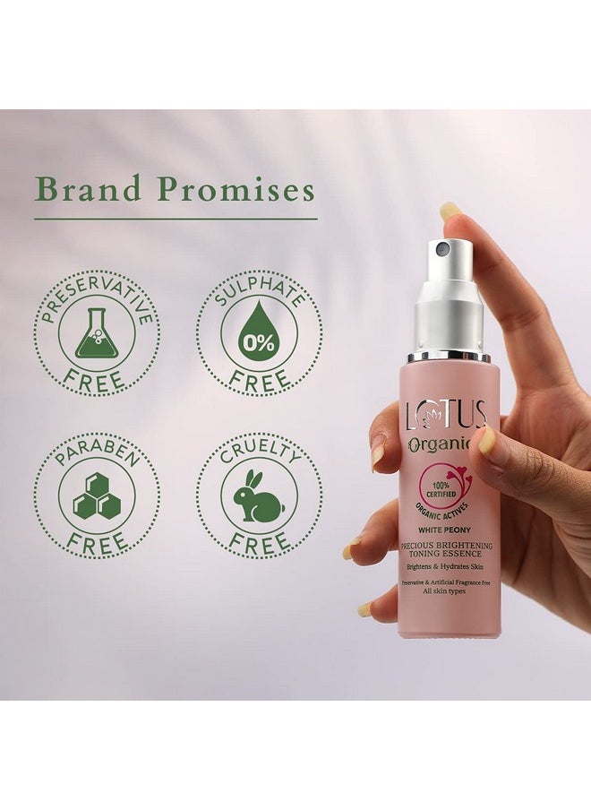 Precious Brightening Toning Essence | 100% Organic White Peony | Sulphate & Paraben Free Face Toner | All Skin Types | 50Ml