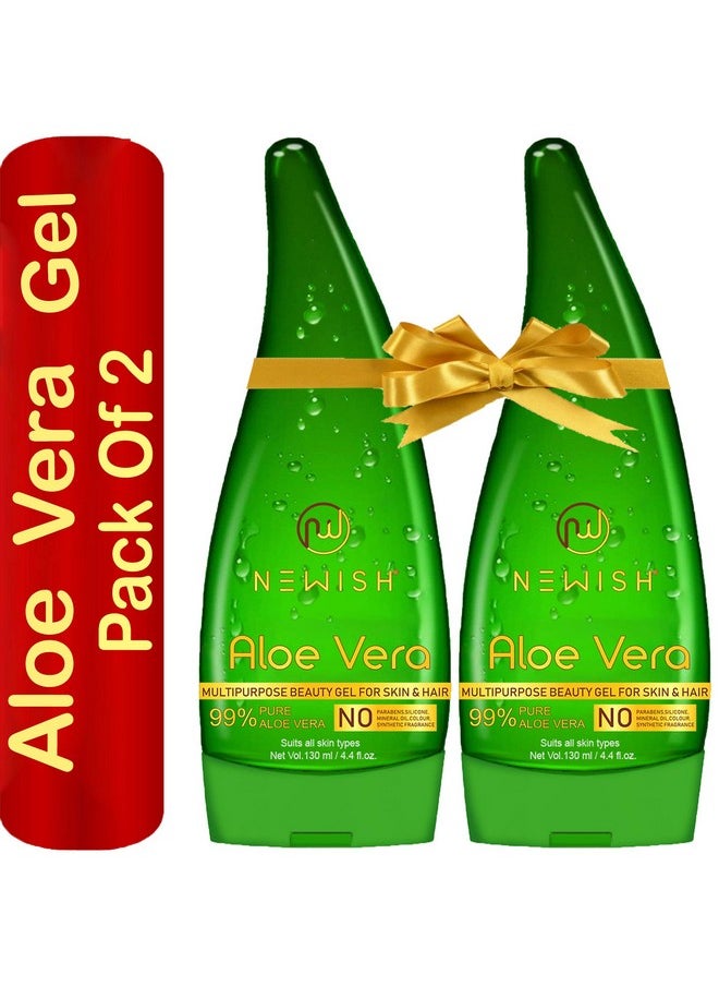 99% Pure Aloe Vera Gel For Face, Skin & Hair - 130Ml (Pack Of 2) Ultimate Gel For Glowing Skin | For Both Men And Women