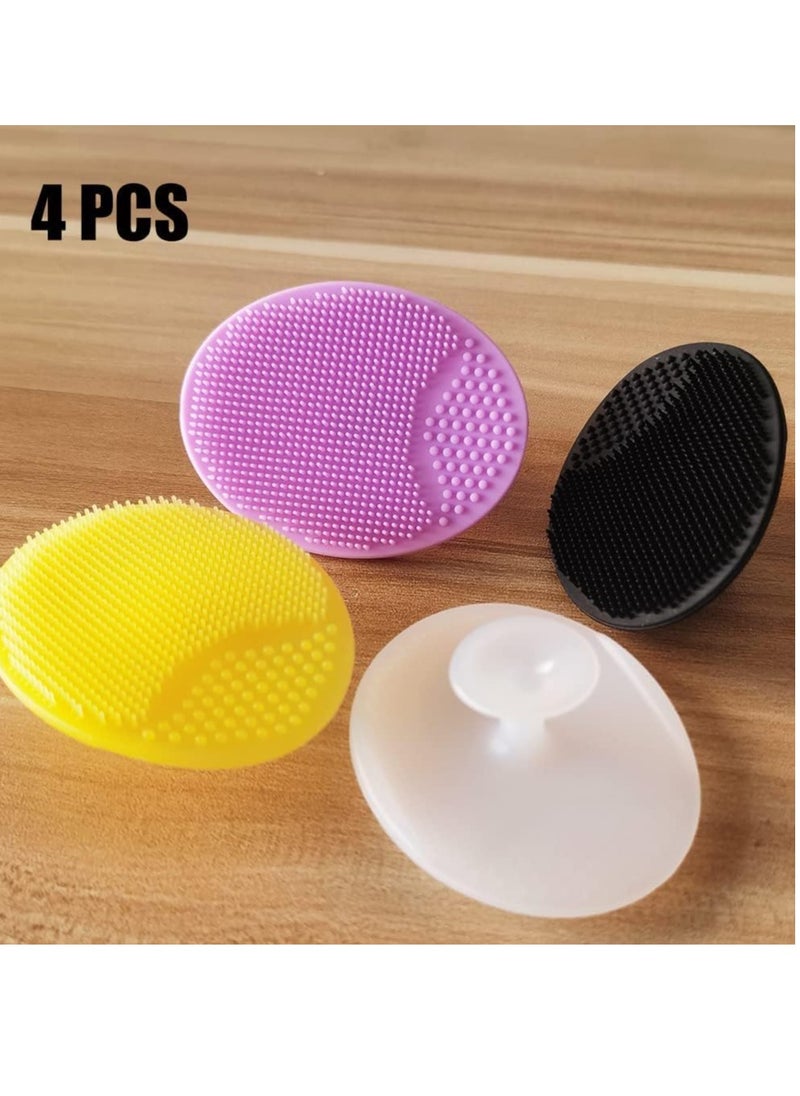 Face Scrubber, Facial Exfoliator, Face Scrub Brush, Soft Face Brush, Silicone Facial Cleansing Brush, Face Exfoliator Blackhead Acne Pore Pad Cradle Cap Face Wash Brush for Deep Cleaning Skin 4 Pack