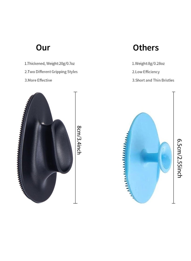 4 Pack Silicone Face Scrubber, Beomeen Facial Cleansing Brush Soft Silicone Facial Exfoliation and Massage Brush Blackhead Scrubber for Men and Women (Black)