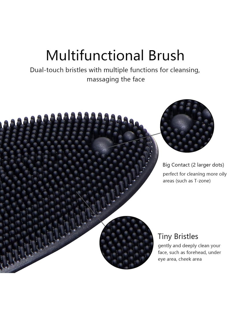 4 Pack Silicone Face Scrubber, Beomeen Facial Cleansing Brush Soft Silicone Facial Exfoliation and Massage Brush Blackhead Scrubber for Men and Women (Black)