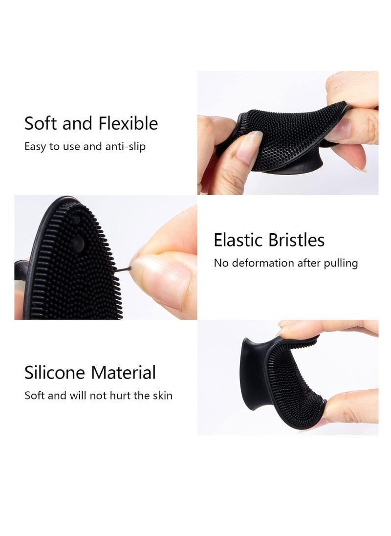 4 Pack Silicone Face Scrubber, Beomeen Facial Cleansing Brush Soft Silicone Facial Exfoliation and Massage Brush Blackhead Scrubber for Men and Women (Black)