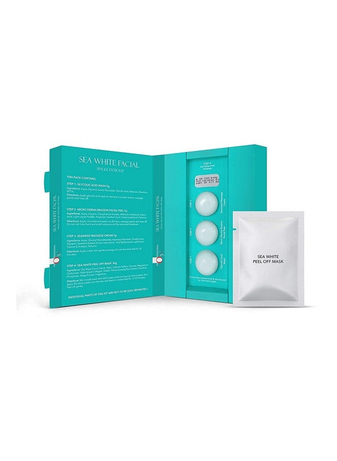 Sea White Brightening Facial Kit With Peel Off Mask Suitable For Normal To Oily Types (45G, Single Use Facial Kit)