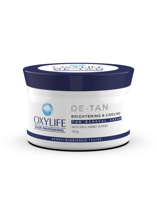 Salon Professional Detan Brightening & Lightening Tan Removal Pack - 500G | Instant Tan Removal & Sun Protection | With Milk, Honey & Kojik | Dermatologically Tested | Instant & Long Lasting Glow | For All Skin Types